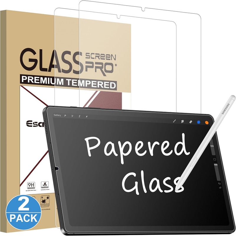 Esanik 2 Pack Like Paper Glass Screen Protector for Samsung Galaxy Tab S6 Lite 10.4 Inch (2024/2022/2020) 9H Tempered Glass Film, Writing Like on Paper, Anti Glare - Image 1